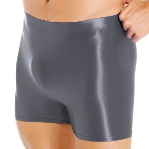 Mens Oil Shiny Glossy Trunks Short Leggings High Elastic Boxer Shorts Underpants - Picture 9 of 25