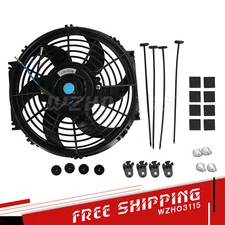 10" Slim Fan Push Pull Electric Radiator Cooling 12V Mount Kit For Universal