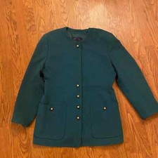 Bogner Vintage Teal Green Wool Blazer Jacket Size 12