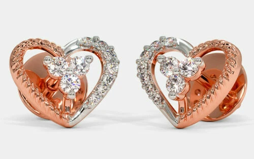 Pendientes de joyería con diamantes naturales de oro rosa