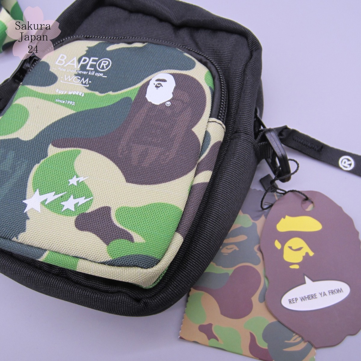 BAPE A Bathing Ape ABC Mini Shoulder Bag M Camo Green with 2