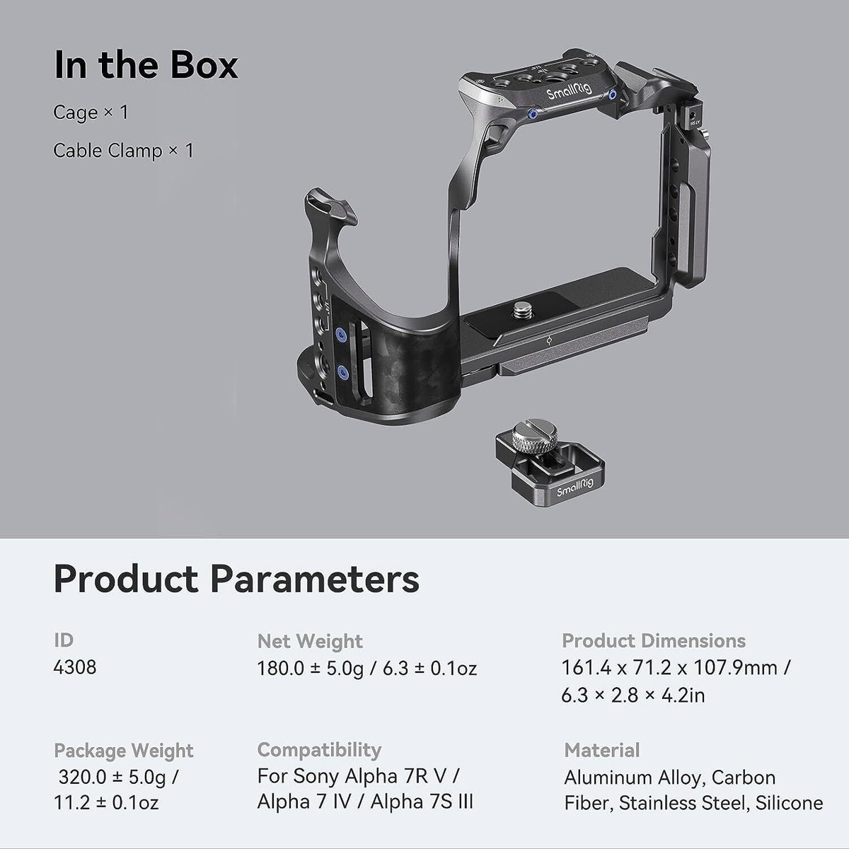 Cage SmallRig Pour Sony A7 IV / A7R IV / A7R V / A7S III / A1 – Emplacement AirTag Intégré – Rail OTAN HawkLock – 5583