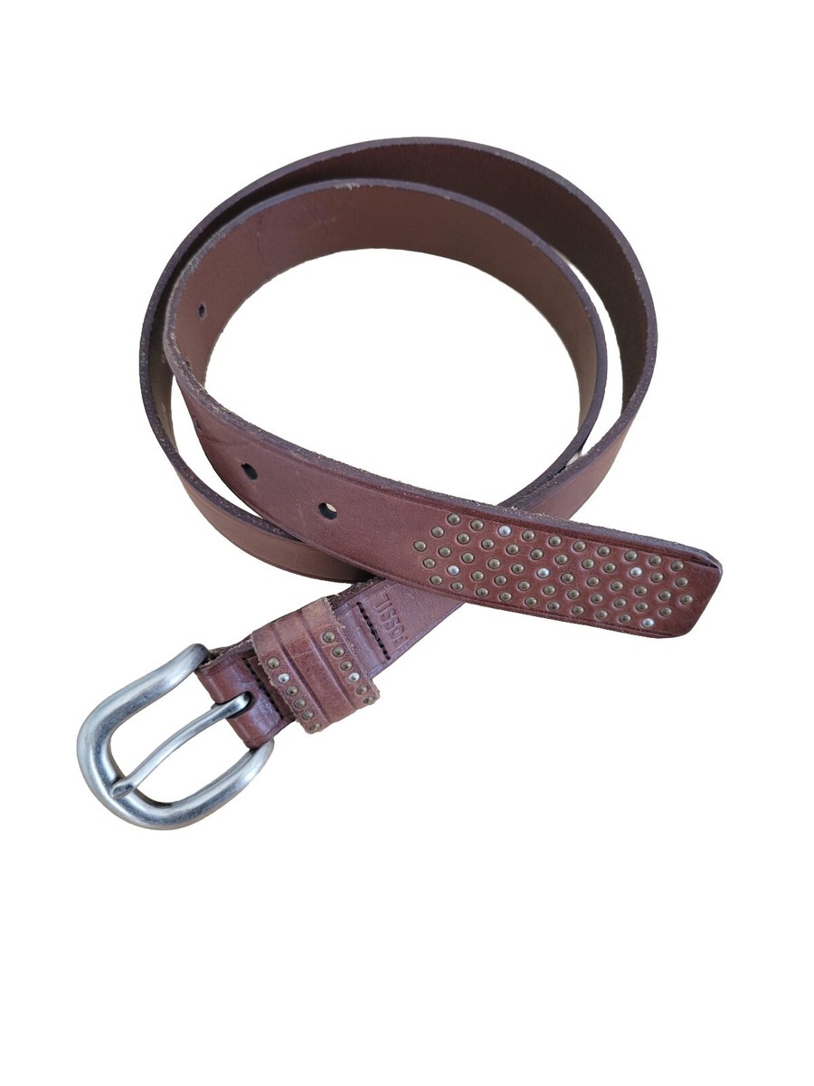 ? Fossil Ladies Medium Brown Studded Belt EUC Boho Western  display picture 3