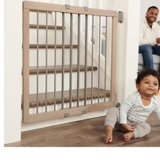 Wooden Extra Wide Safety Gate with Mounting Kit - 2-in-1 for Stairs  Hallways