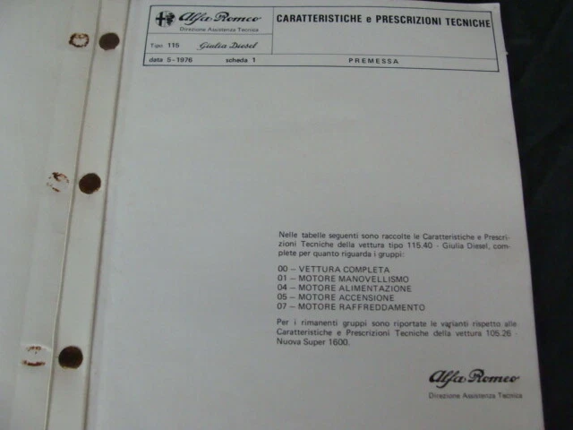 Manuale Alfa Romeo Giulia diesel caratteristiche e prescrizioni tecniche - Immagine 2 di 4