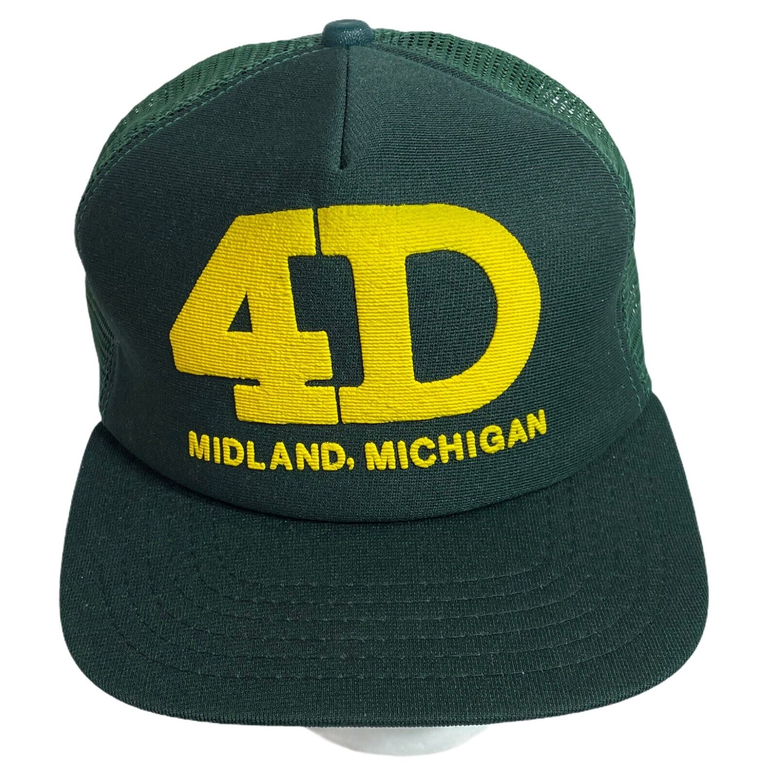 Vintage New Era 4D Green Trucker Mesh Hat Made in the USA Midland MI | eBay