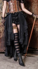 Steampunk Gothic Victorian Burlesque Lace Layered High Low Skirt