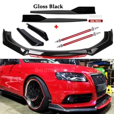 Front Bumper Lip Spoiler Splitter Rear Lip Side Skirt For Audi A4 B8 B9 S4