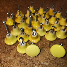 30 Vintage Yellow Ceramic Round Drawer Knobs or Handles with Screws
