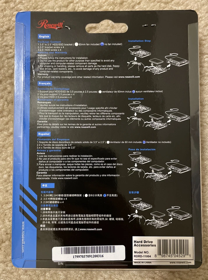 NEW + ROSEWILL 3.5" to 2.5" HDD/SSD mounting bracket - Image 2 of 2