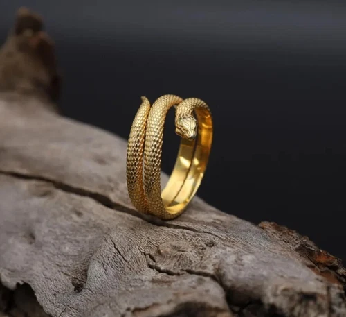 18k Gold Snake Ring, Serpent Wrap Handmade Band, mothers day gift