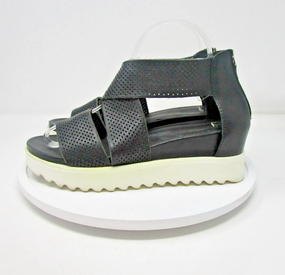 Steven Shoes Womens 8 Black NC Klein Platform Wedge Sandals