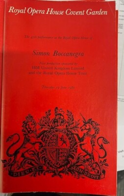 Simon Boccanegra Ballet Royal Opera House Programm 1980