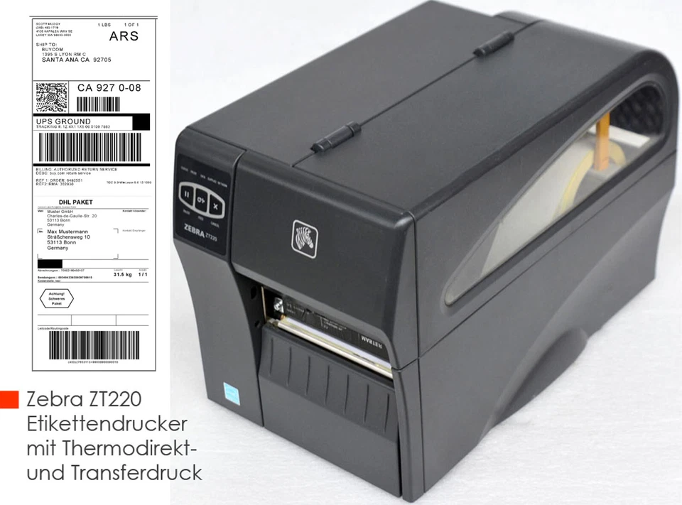 ZEBRA ZT220 ETIKETTENDRUCKER THERMODIREKT TRANSFER DRUCKER USB RS-232 LABEL M916 - Bild 2 von 4