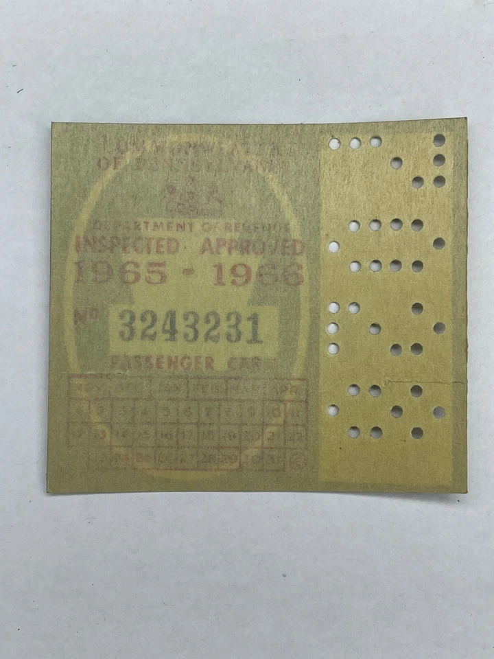 1965 1966 Adesivo de Inspeção Pensilvânia Pa Antigo Não Emitido Carro de Passageiros -Dodge - Imagem 3 de 3