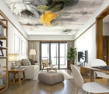 3D Ink Flower A4575 Ceiling WallPaper Murals Wall Print Decal Deco AJ WALL Fay