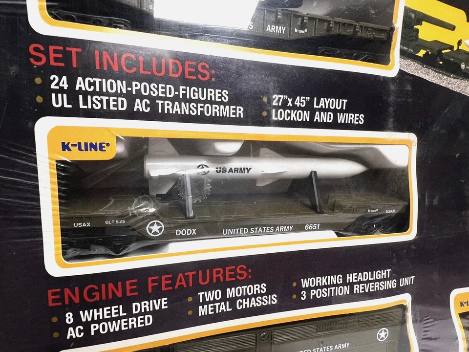 K-LINE THE UNITED STATES ARMY TRAIN 0 27 GAUGE 6-UNIT ELECTRIC TRAIN SET SEALED - Image 3 of 4
