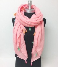 New Women Solid light Square scarf with tassels Soft Shawl Wrap Cozy Blush