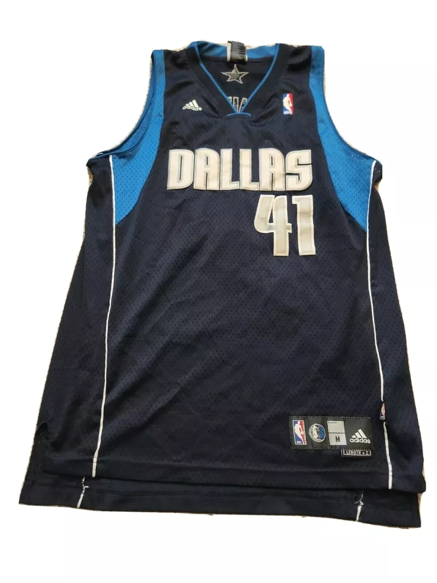 NBA ADIDAS DALLAS MAVERICKS DIRK NOWITZKI #41 BLUE JERSEY SHIRT SIZE MENS SMALL