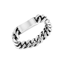 Sleek Modern and Mighty Bar Chain .925 Sterling Silver Ring-7