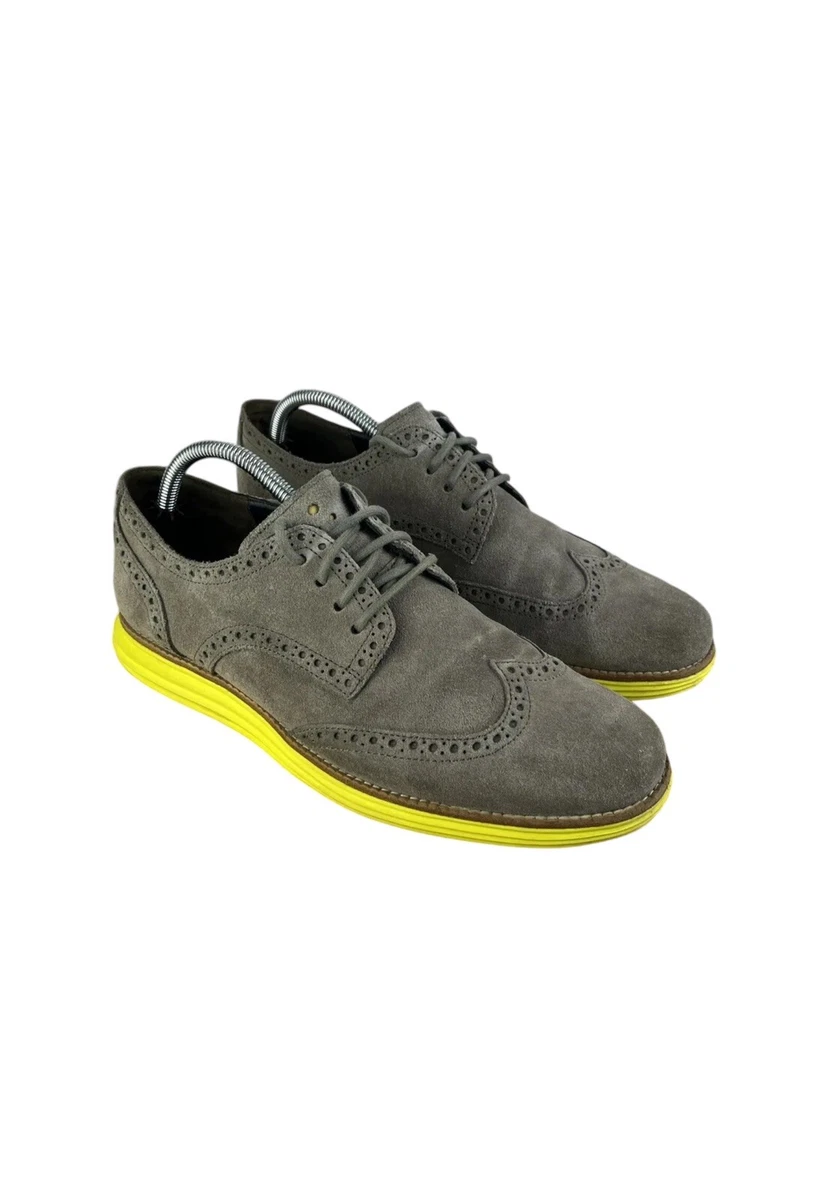 Cole Haan Lunargrand Wing Tip Charcoal Grey Suede Yellow  display picture 1