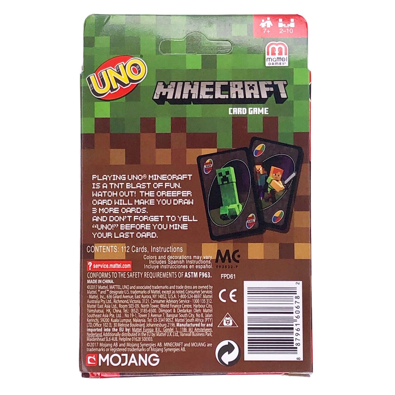  UNO Minecraft Card Game Videogame-Themed Collectors Deck 112  Cards With Character Images, Gift For Fans Ages 7 Years Old & Up : Toys &  Games