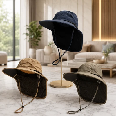 Chapeau Soleil Anti UV Large Bord Respirant Protection Nuque Imperméable - Photo 1/4