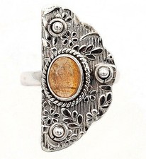 Natural Labradorite 925 Solid Sterling Silver Ring Jewelry Sz 6.5