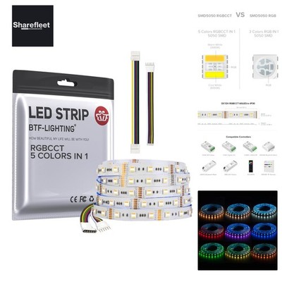 RGBCCT 5050SMD RGBWW 5in1 5M 60LEDs/m 300LEDs RGB+Cool White+Warm White LED Stri...