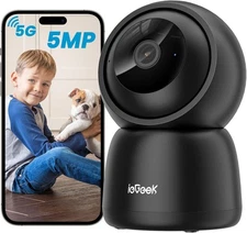 ieGeek 5MP Indoor Camera,5G/2.4G WiFi 360 Pan/Tilt Pet Cam for Dog/Baby Monitor