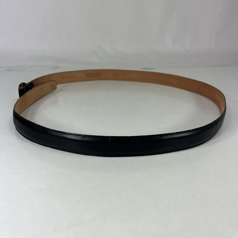 Correa de cinturón Tiffany & Co. de piel de becerro genuina negra - Hecha en EE. UU. - Para hombre talla 38 Foto 3 de 4