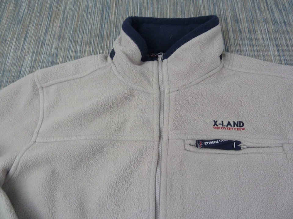 Chaqueta polar Extreme Land para hombre grande beige cremallera completa cálido abrigo informal al aire libre Foto 2 de 4