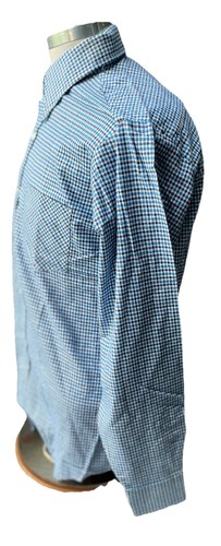 Vntg Sanforized Value Line Blue White Plaid Button Front Mens Casual Shirt - Picture 8 of 9