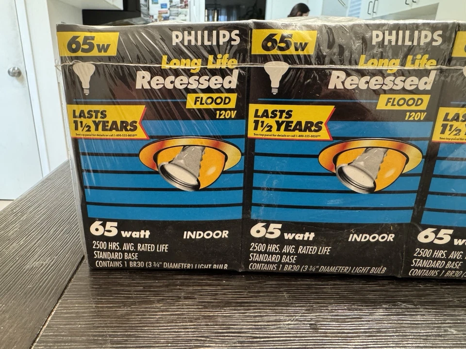 3-Bulb Pack Lot - Philips Long Life Recessed Indoor Flood Light 65W BR30 - Image 4 of 4