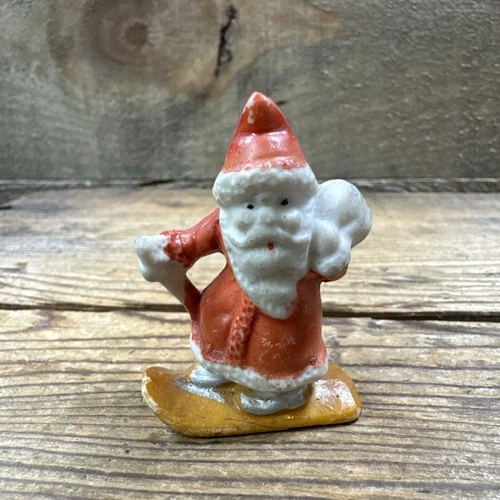 Vintage 30s 40s Santa Claus Miniature Ceramic Figure Japan