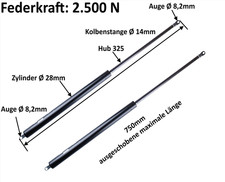 2 Molla a Gas 2500N Molle Rimorchio Cavallo Portellone Trailer Rimorchio Cavalli