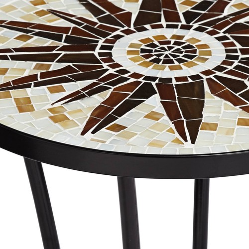 Black Outdoor Accent Tables 14" Wide Set of 2 Brown Mosaic Porch Patio - Picture 3 of 8