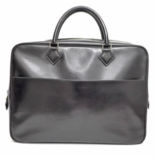 Hermes Plume Dog 38 Business Bag Box Calf Leather Black with Dust Bag #KN365