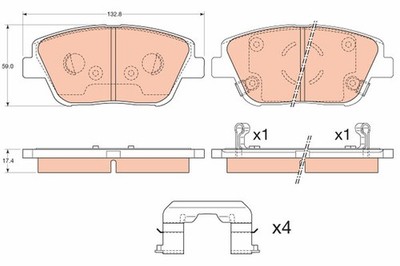 TRW GDB3540 brake pad set, disc brake for Kia