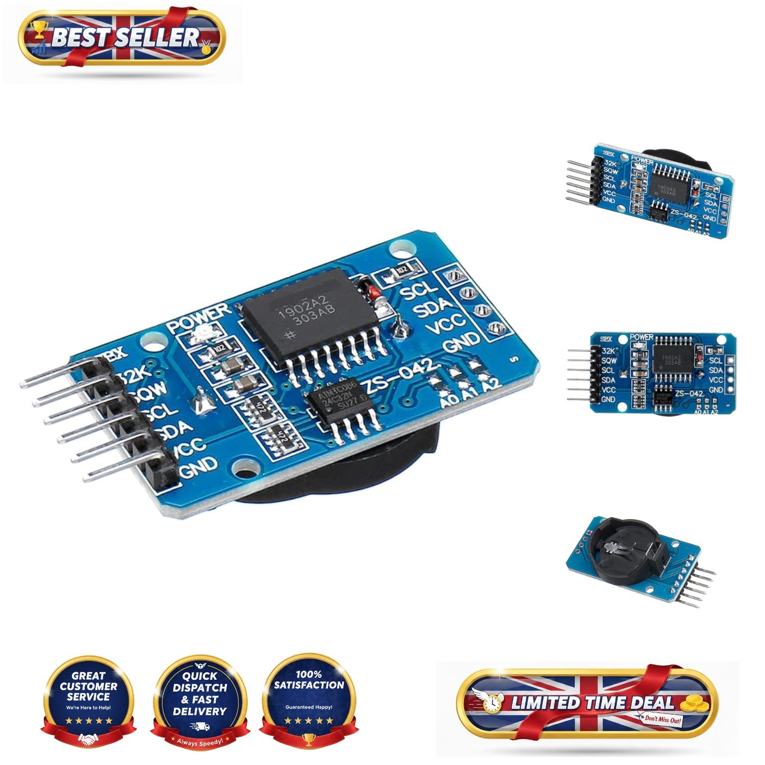 DS3231 I2C Real-Time Clock Module - Accurate Timing for Electronics Projects