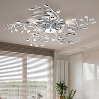 Deckenlampe Schlafzimmerlampe Deckenleuchte Led Chrom BläTter Kristall Flurlampe