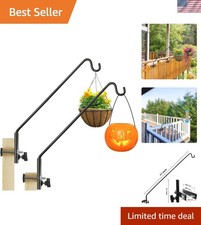 2 Packs Extended Fence Deck Heavy Duty Bird Feeder Hook, 360 Degree Rotary an...