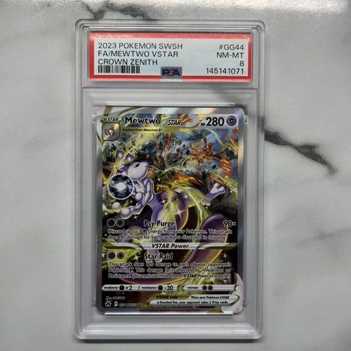 PSA 8 Mewtwo Vstar GG44/GG70 Crown Zenith Galarian Gallery Pokemon Holo MINT