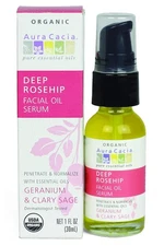 Aura Cacia Organic Deep Rosehip Facial Serum, 1-Ounce, Soothing, Moisture-Preser
