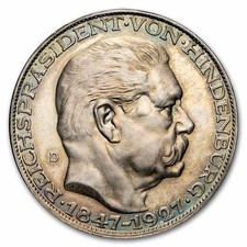 1927-D Germany Silver Hindenburg Medal AU/BU