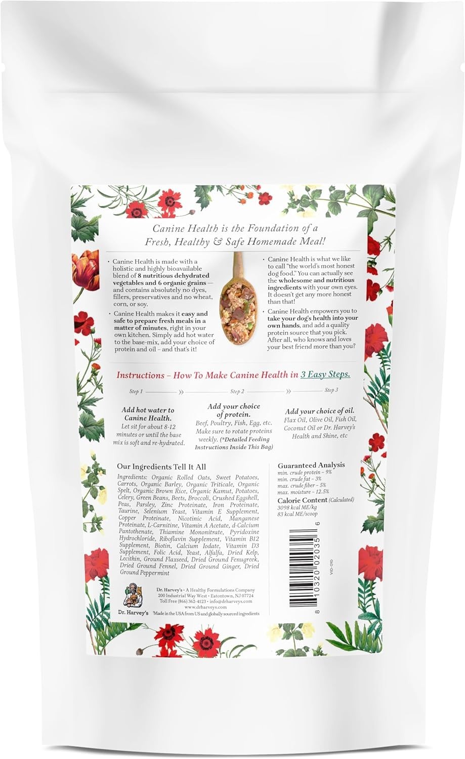 Dr. Harvey's Canine Health Miracle Dog Food, Human Grade Dehydrated Base Mix ...