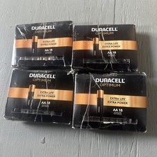 Lot of 4 packs of Duracell Optimum Alkaline Batteries 18/Pack AA Extra Life