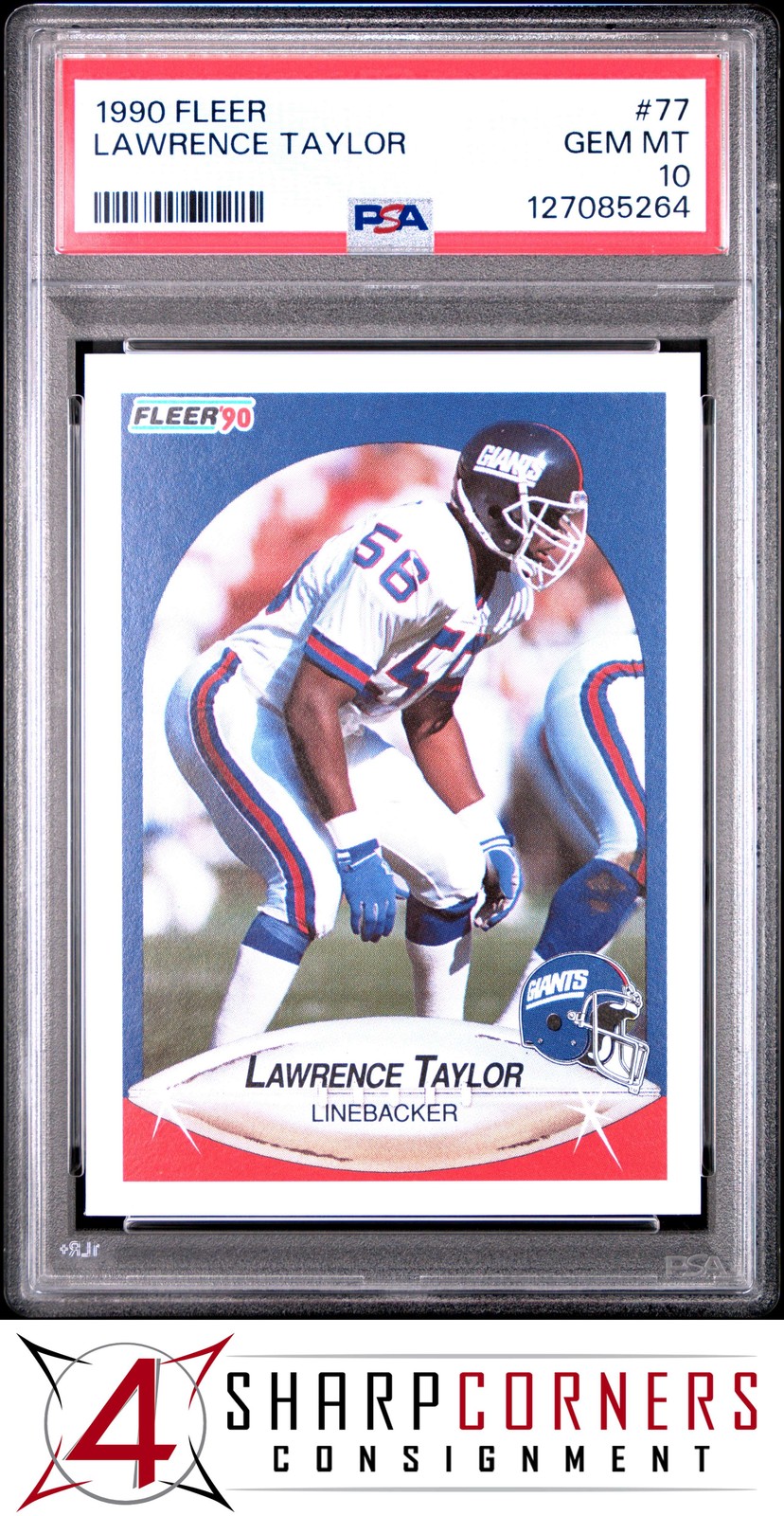 1990 FLEER #77 LAWRENCE TAYLOR GIANTS HOF PSA 10
