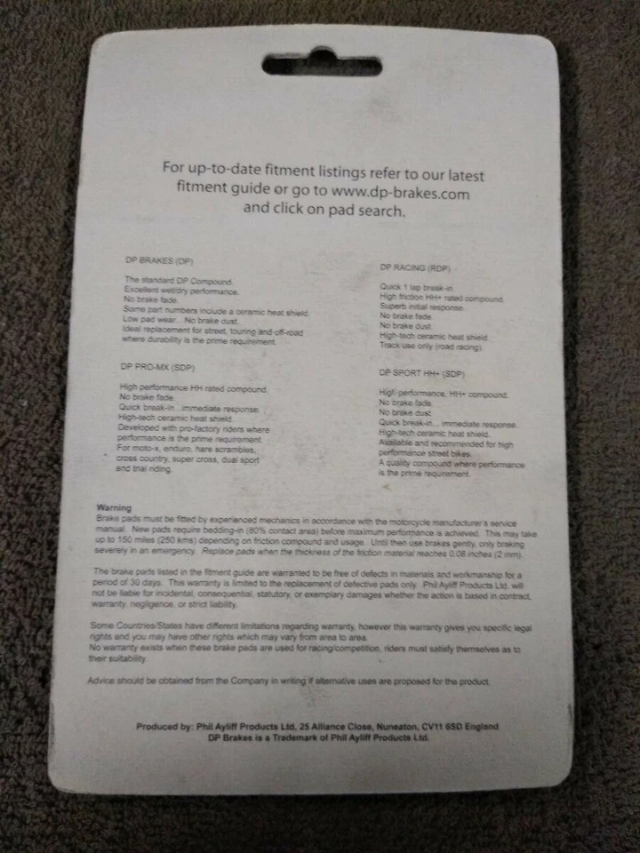 NOVO DP Brakes DP817 / Off Road / ATV / Suzuki, Arctic Cat, Kawasaki / Traseiro - Imagem 2 de 2