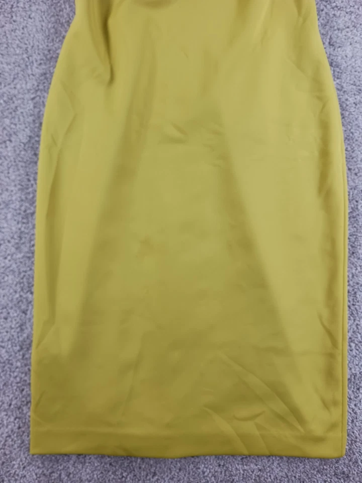 Calvin Klein Size 8 Womens Dress Celery Yellow Short Sleeve Cold Shoulder - Image 3 of 4